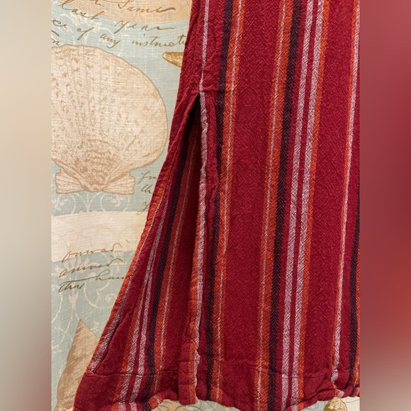 Ludigo Rein Womens Bold Burgundy Striped Linen Ankle Capri Pants Small Dark Wash - Picture 2 of 9